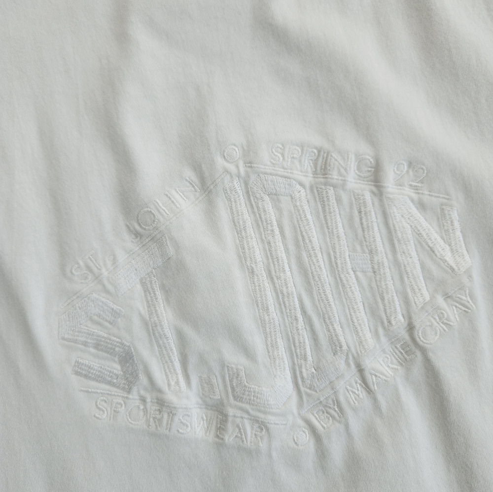 St John Sport T-Shirt VTG 90's White Embroided Size M - Picture 2 of 7
